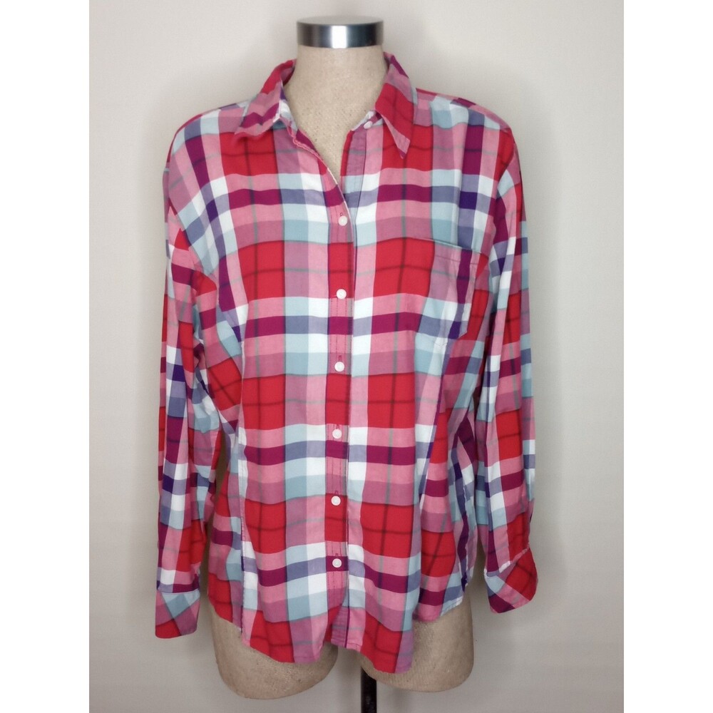 Riders by Lee Women's Shirt Size XL Plaid Pink Purple EUC